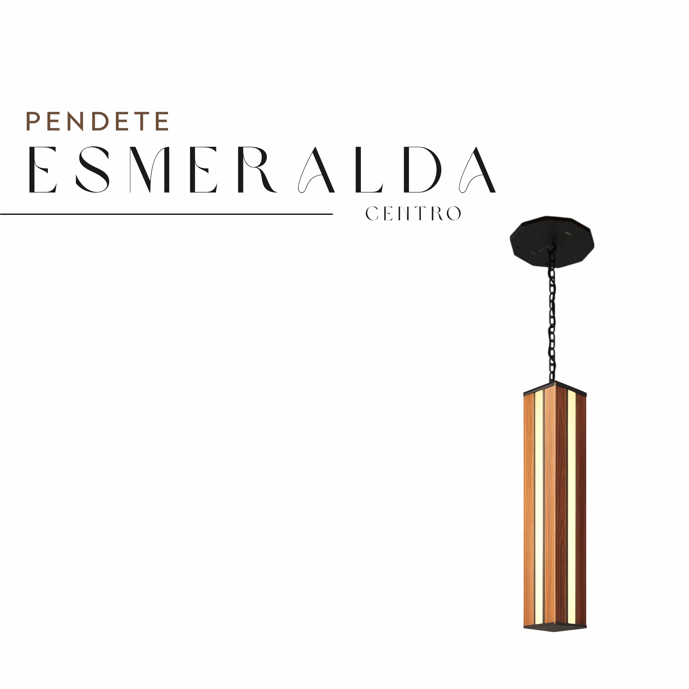 Pendente Led Esmeralda Centro Corrente 36w 4000lm Bivolt de Madeira Maciça Rústica de Demolição
