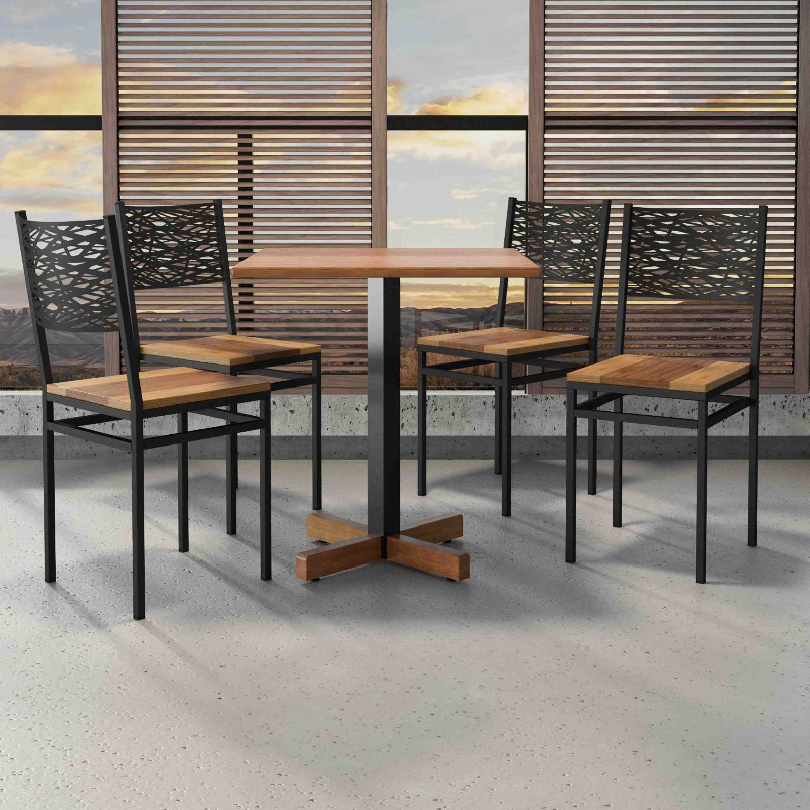 Mesa Montenegro Quadrada 800x800mm Madeira Maciça de Demolição