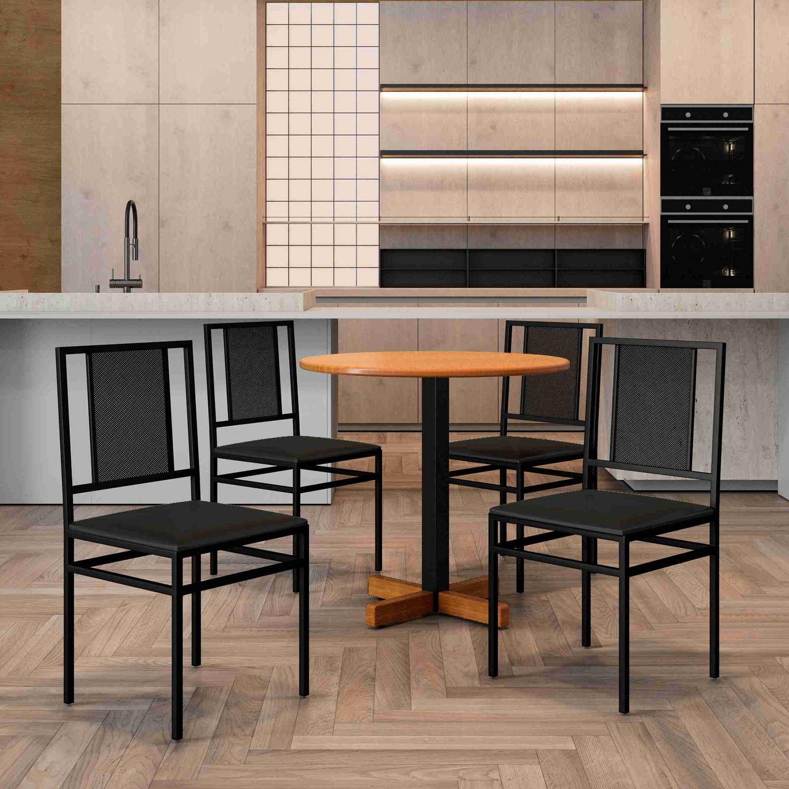 Cadeira França em Aço com pintura Eletrostática Assento em Corino