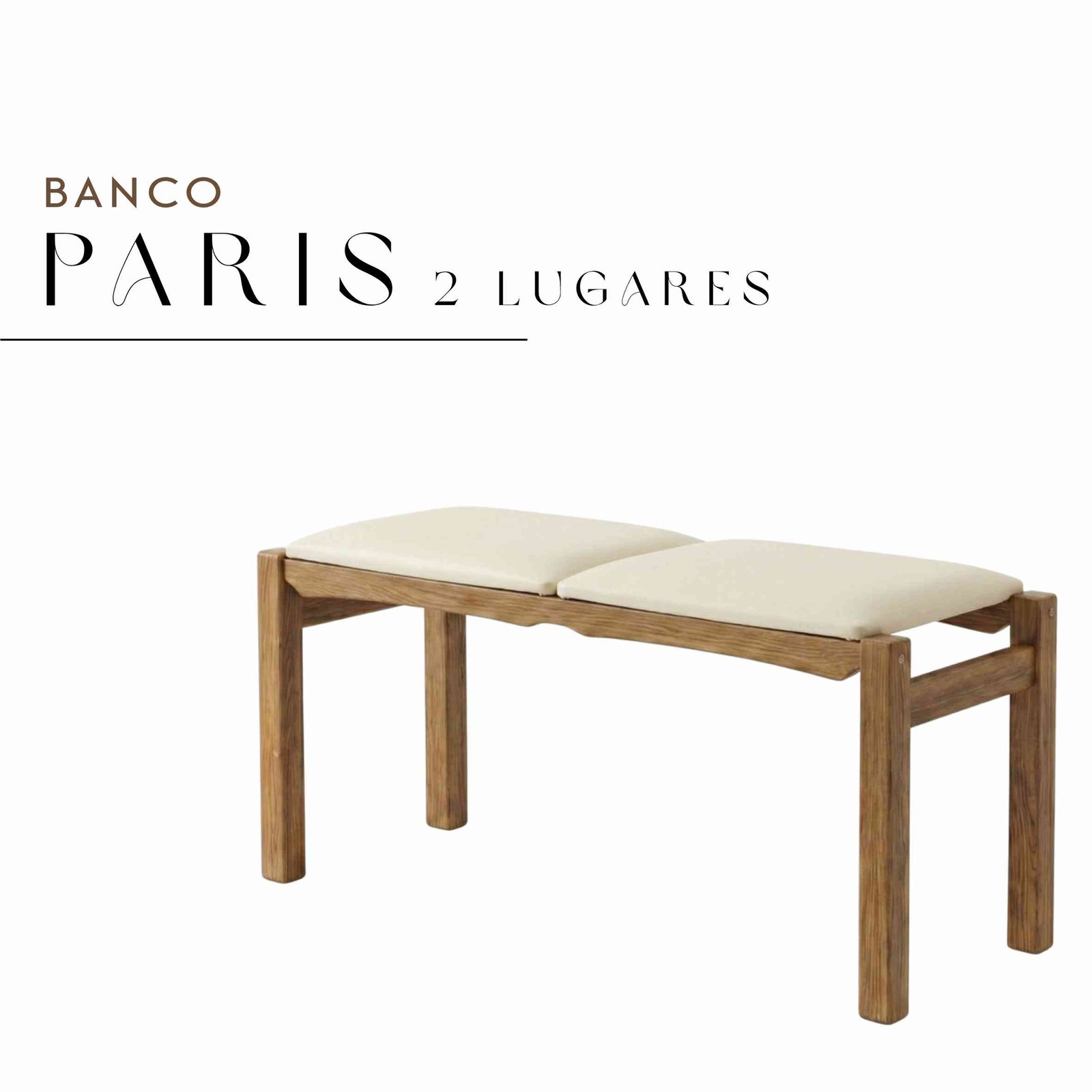 Banco Paris de 2 Lugares de Courvin e Madeira Maciça de Demolição