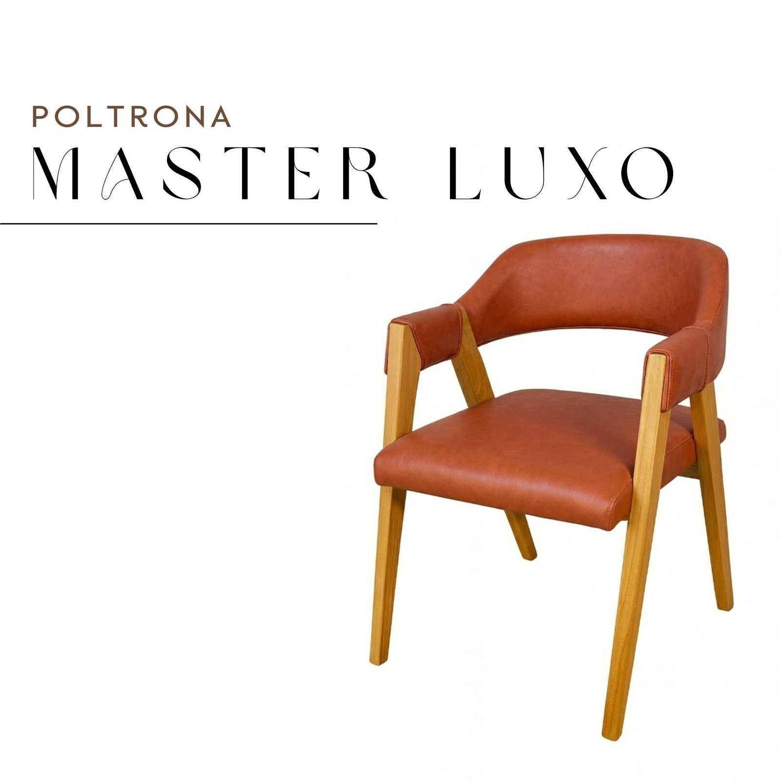 Poltrona Master Luxo de Couro e Madeira Maciça de Demolição