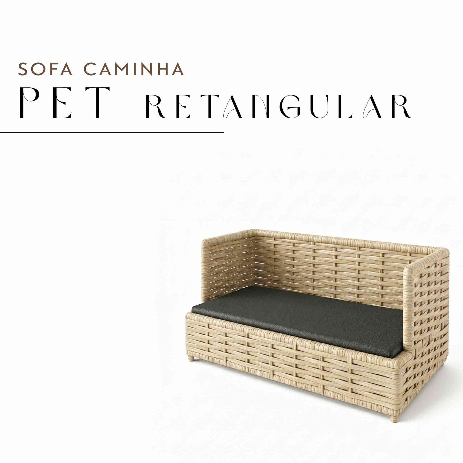 Sofá Caminha Pets Retangular de Junco e Corino