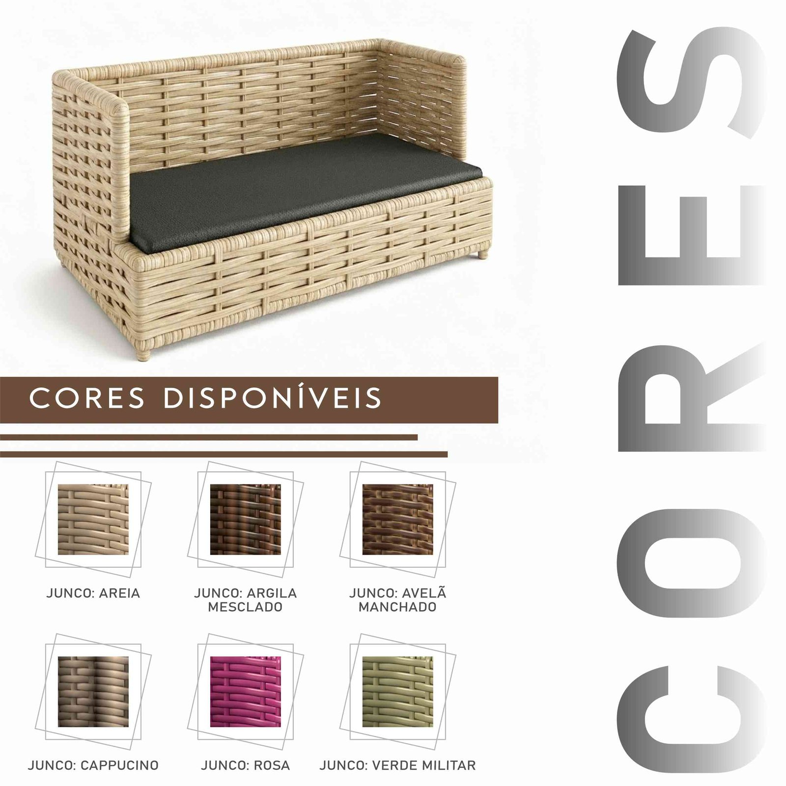 Sofá Caminha Pets Retangular de Junco e Corino