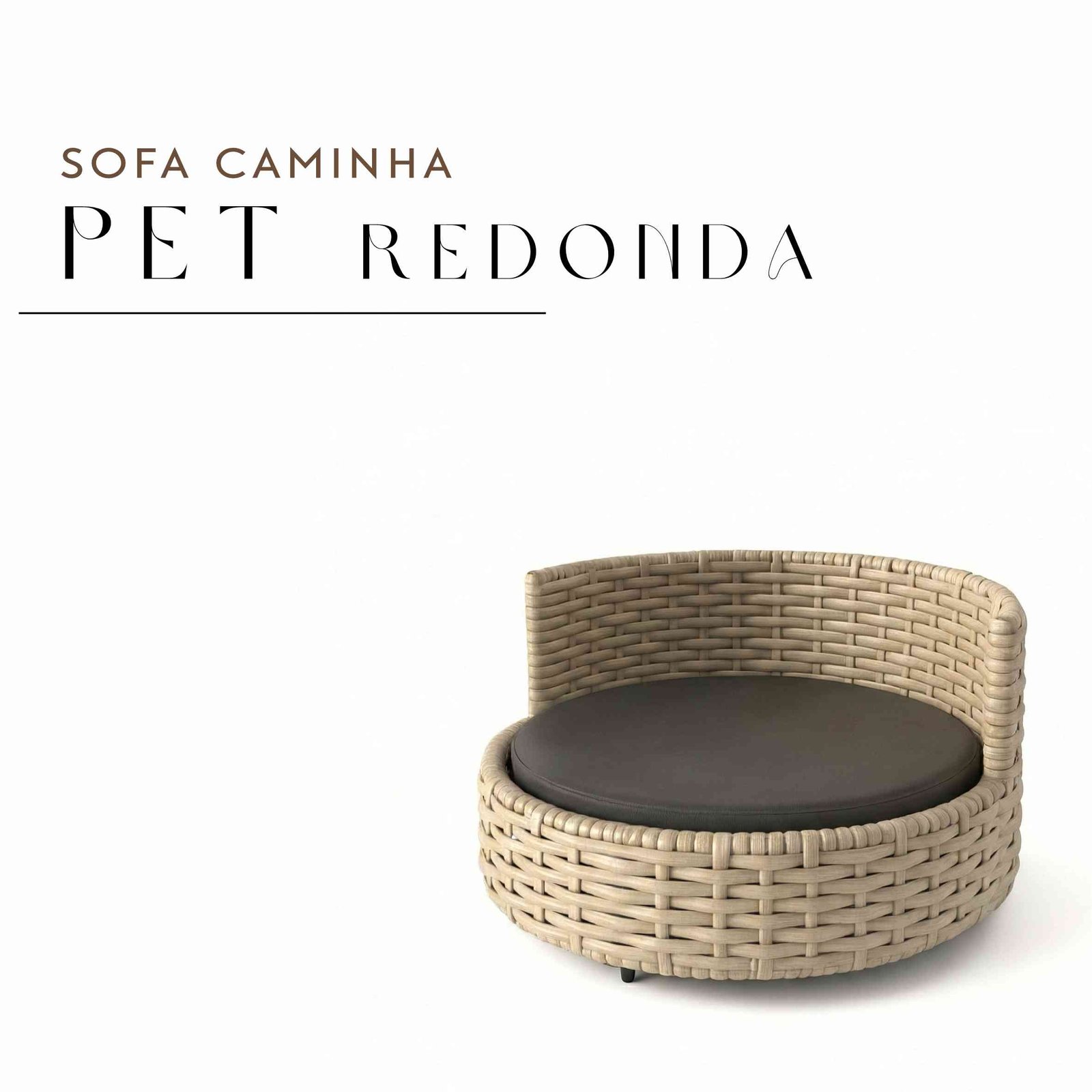 Sofá Caminha Pets Redondo de Junco e Corino