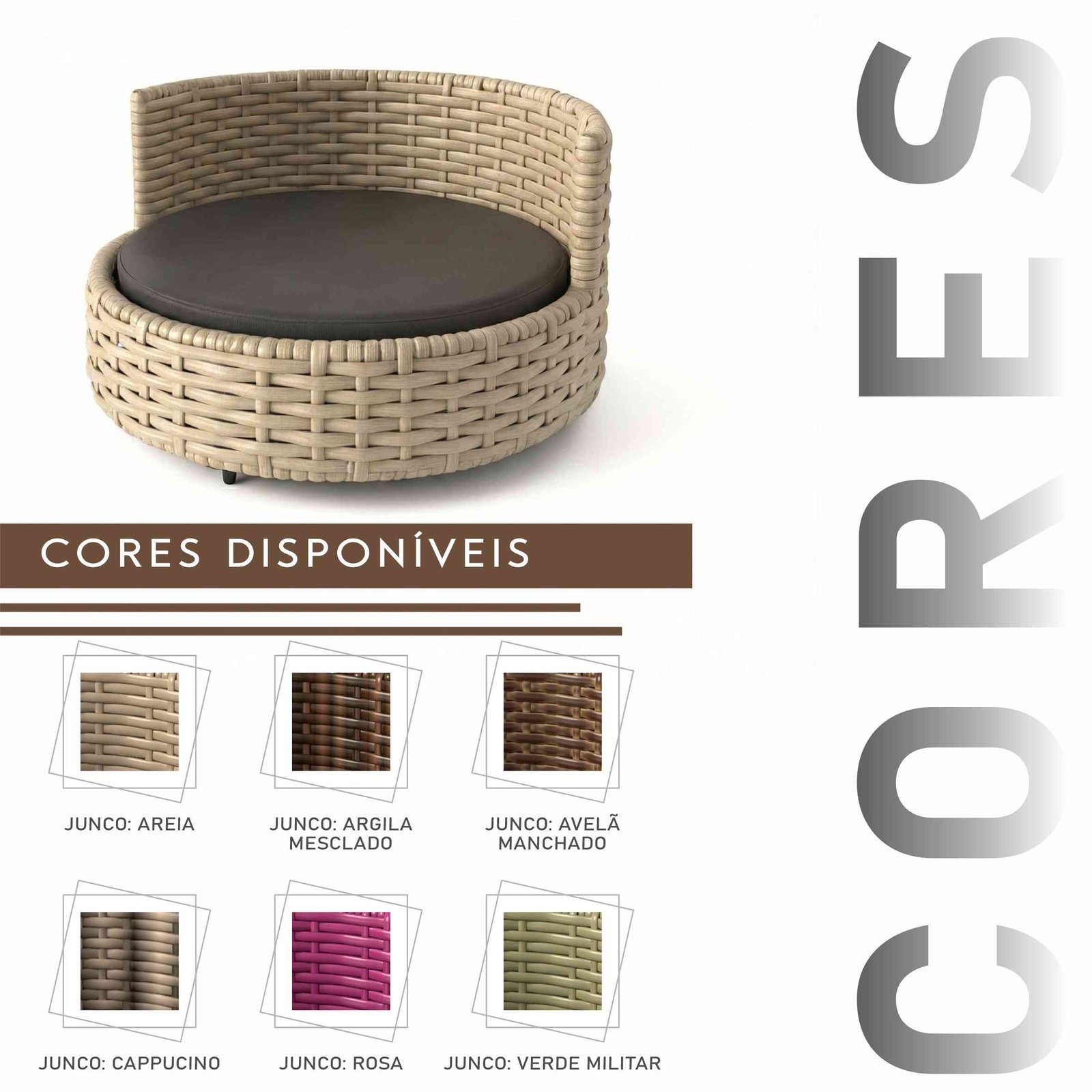 Sofá Caminha Pets Redondo de Junco e Corino