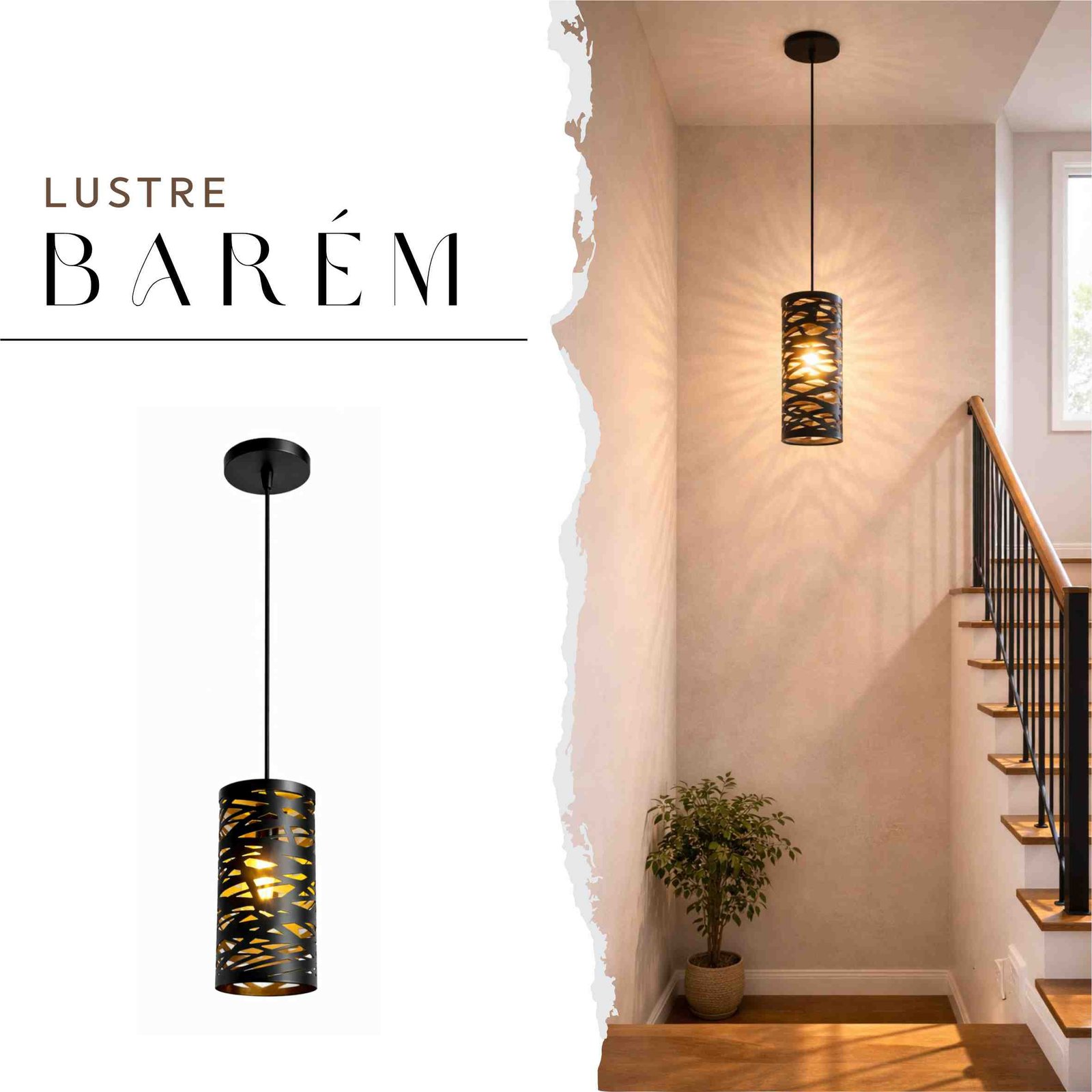 Luminária Lustre Barém de Aço com Soquete E27