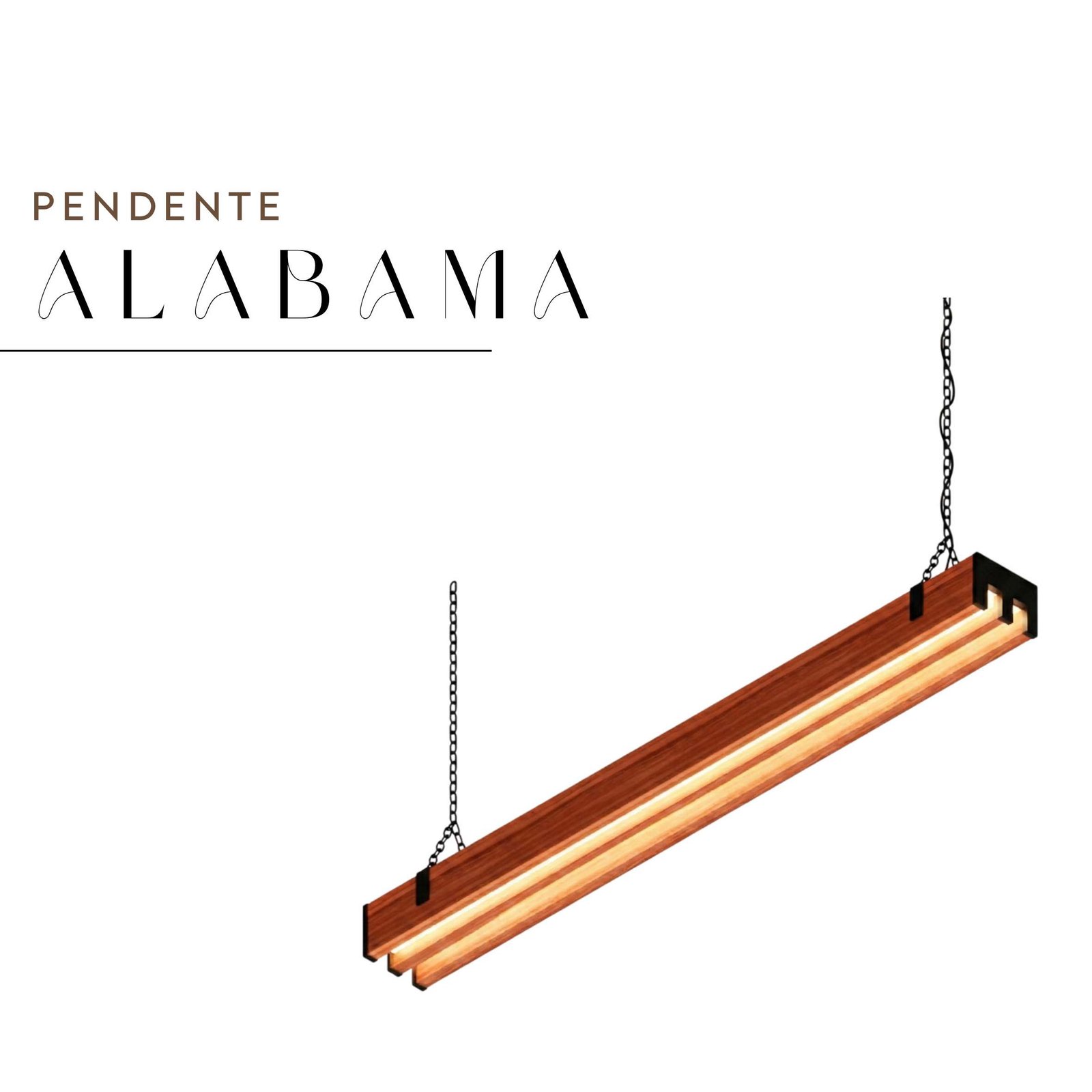 Pendente Alabama 36w 4000lm Bivolt de Madeira Maciça Rústica de Demolição