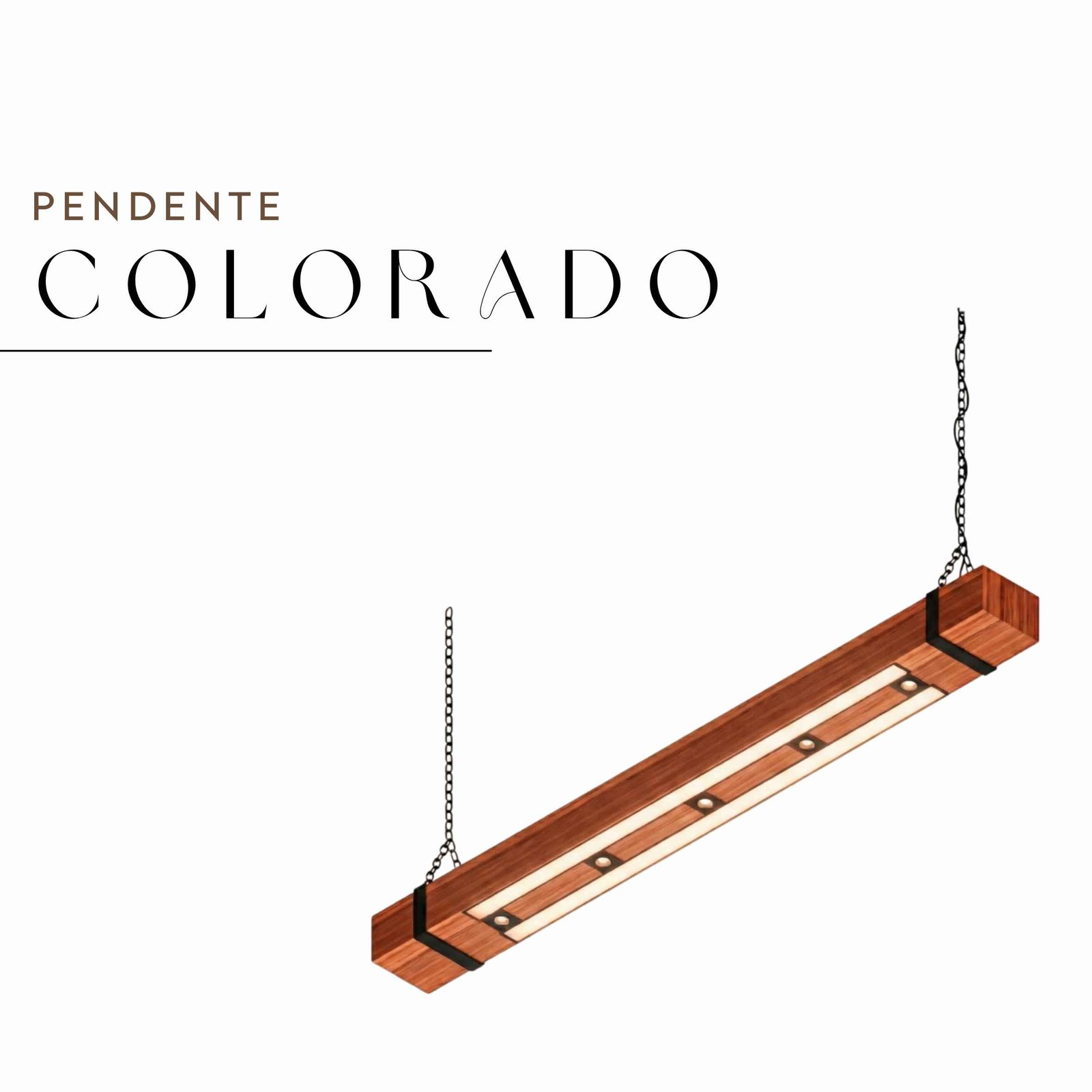 Pendente Led Colorado 46w 4600lm Bivolt de Madeira Maciça Rústica de Demolição