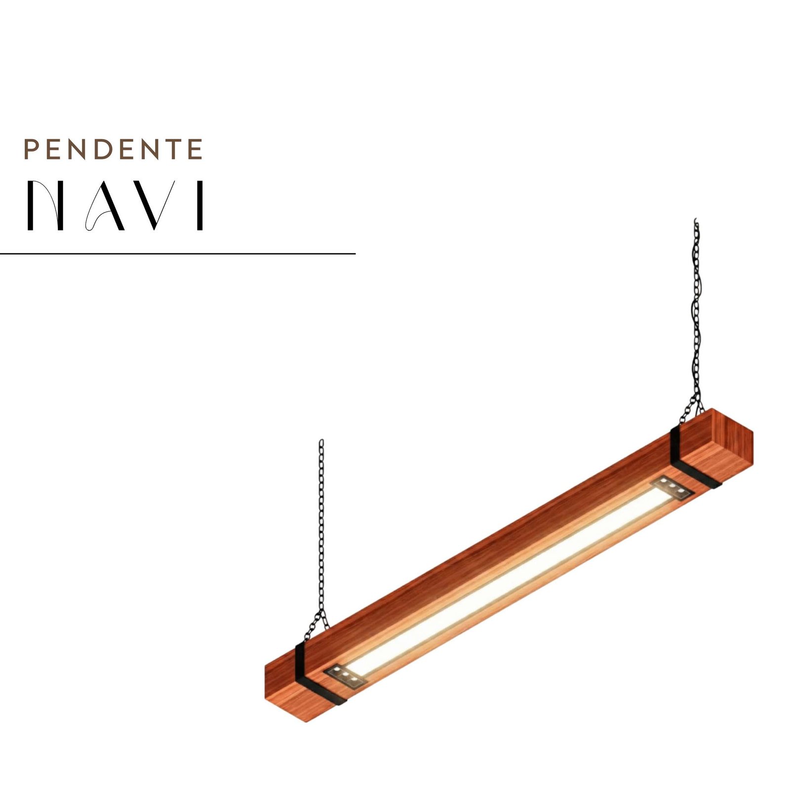 Pendente Led Navi 48w 4800lm Bivolt de Madeira Maciça Rústica de Demolição