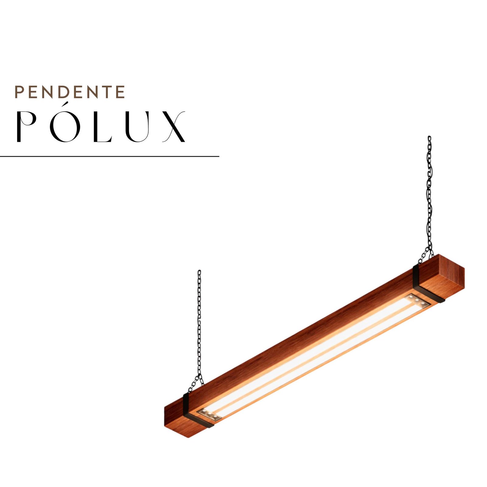 Pendente Led Pólux 48w 4800lm Bivolt de Madeira Maciça Rústica de Demolição