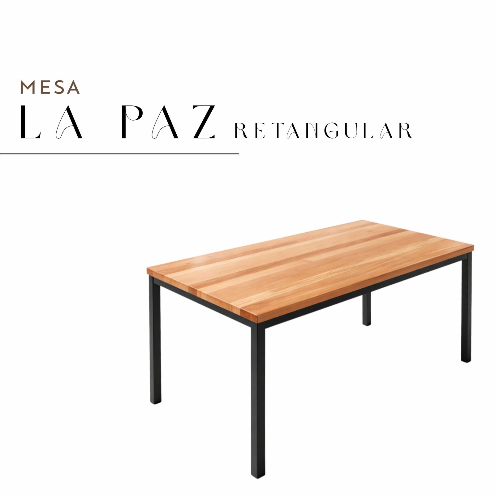 Mesa La Paz Retangular de Aço com Madeira Maciça Rústica de Demolição