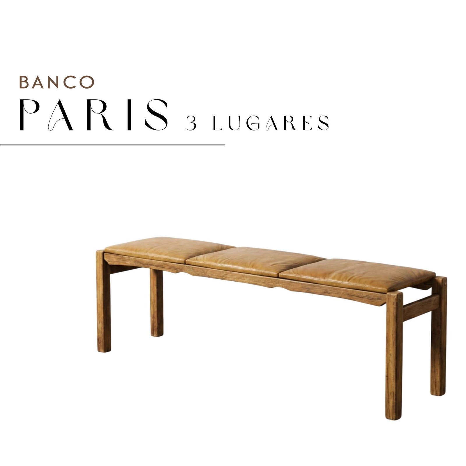 Banco Paris de 3 Lugares de Courvin e Madeira Maciça de Demolição