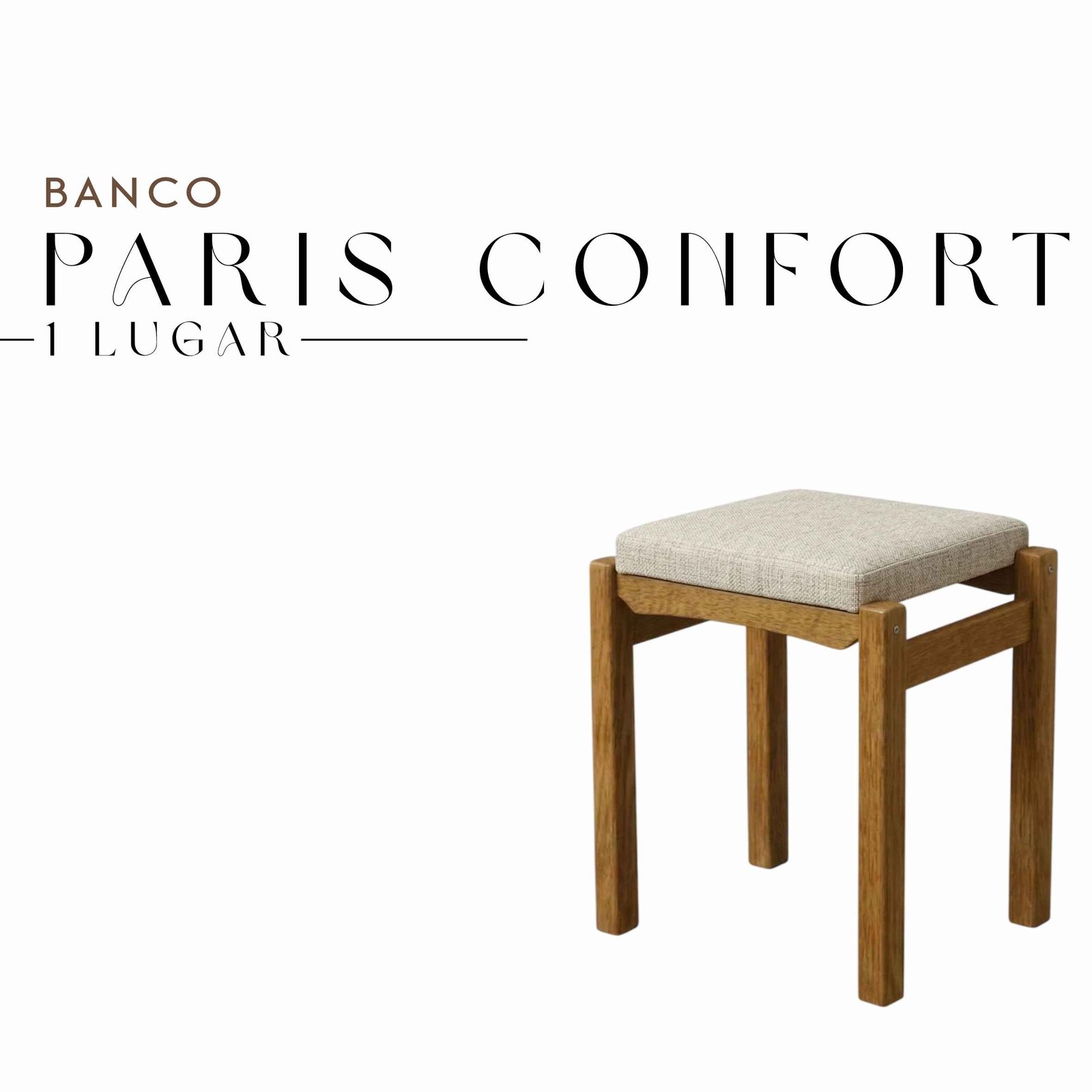 Banco Paris Confort de 1 Lugar de Tecido e Madeira Maciça de Demolição