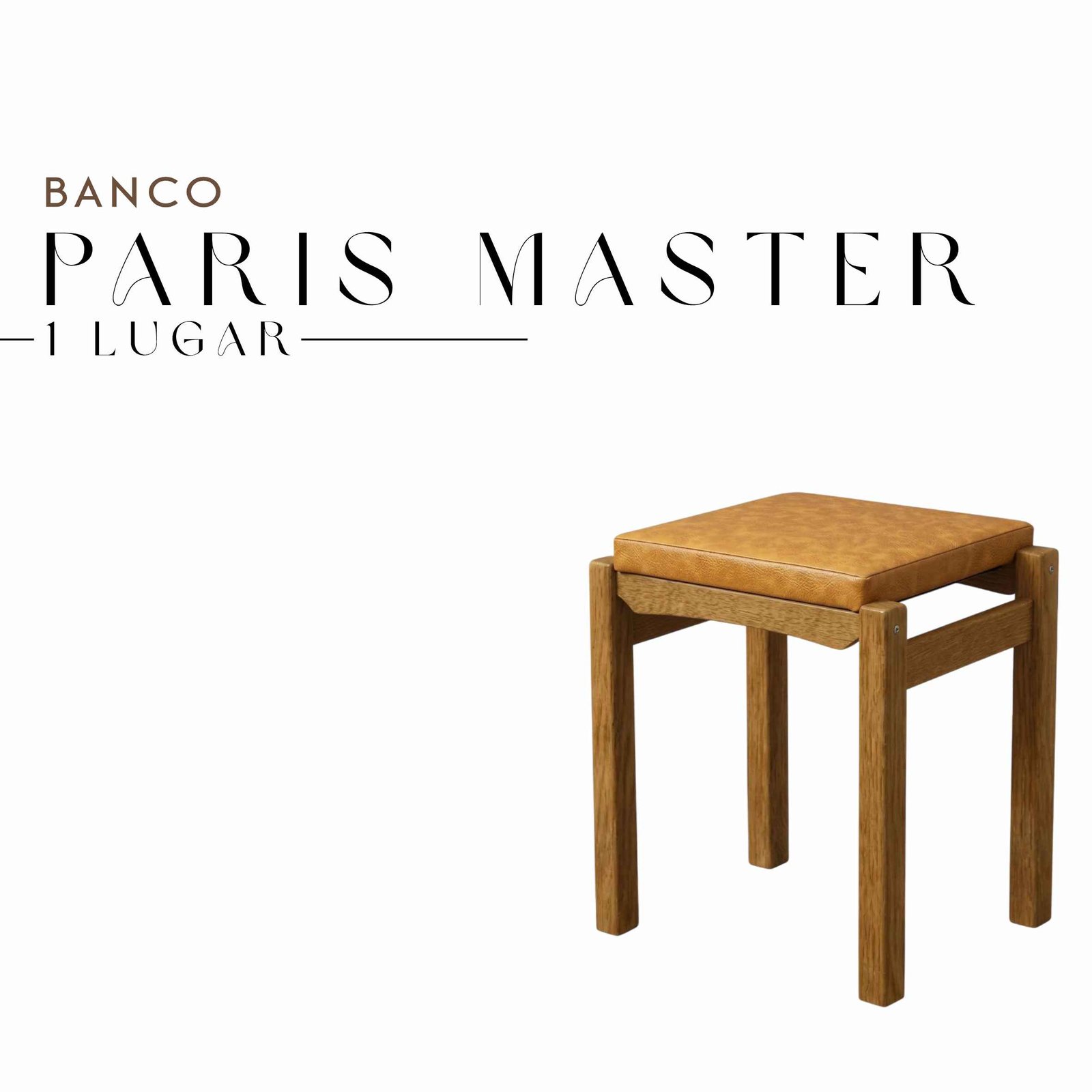 Banco Paris Master de 1 Lugar de Couro Sintético e Madeira Maciça de Demolição