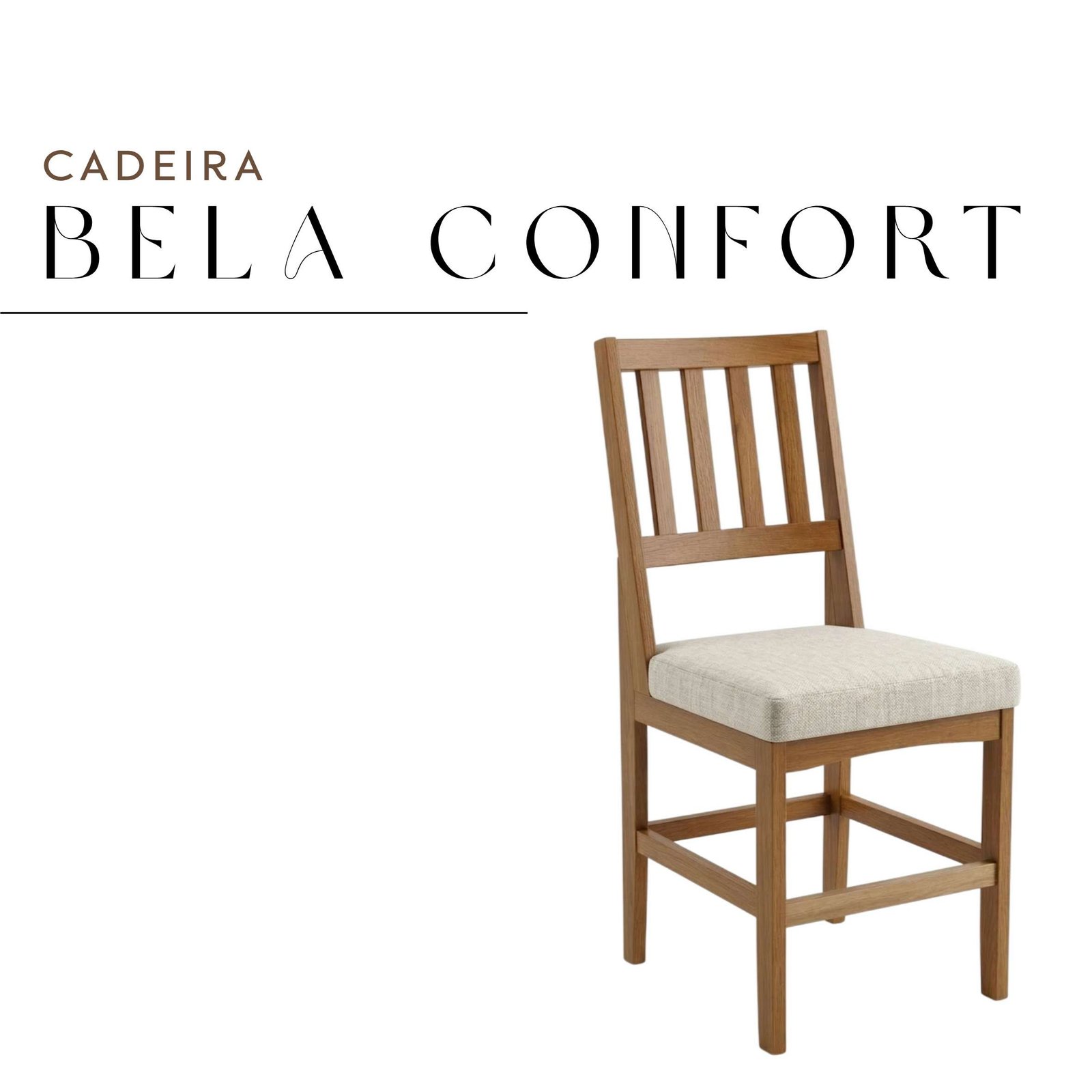 Cadeira Bela Confort de Madeira Maciça de Demolição Assento de Tecido