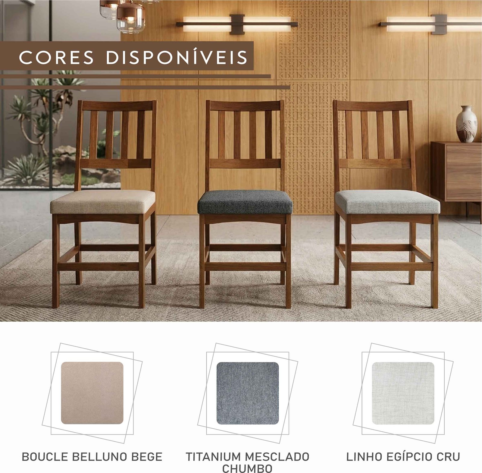 Cadeira Bela Confort de Madeira Maciça de Demolição Assento de Tecido