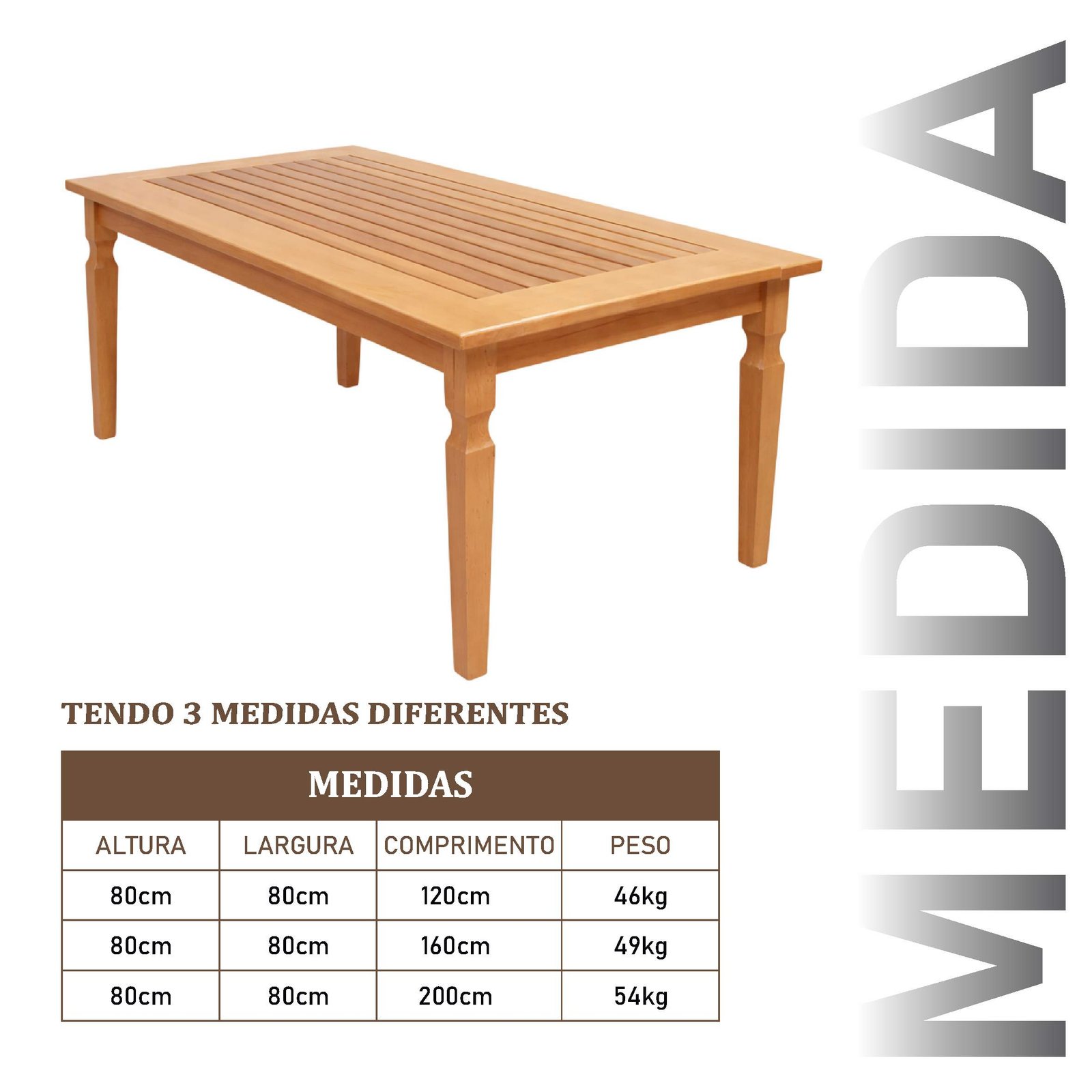 Mesa Ripada de 120cm de Madeira Maciça Rústica de Demolição